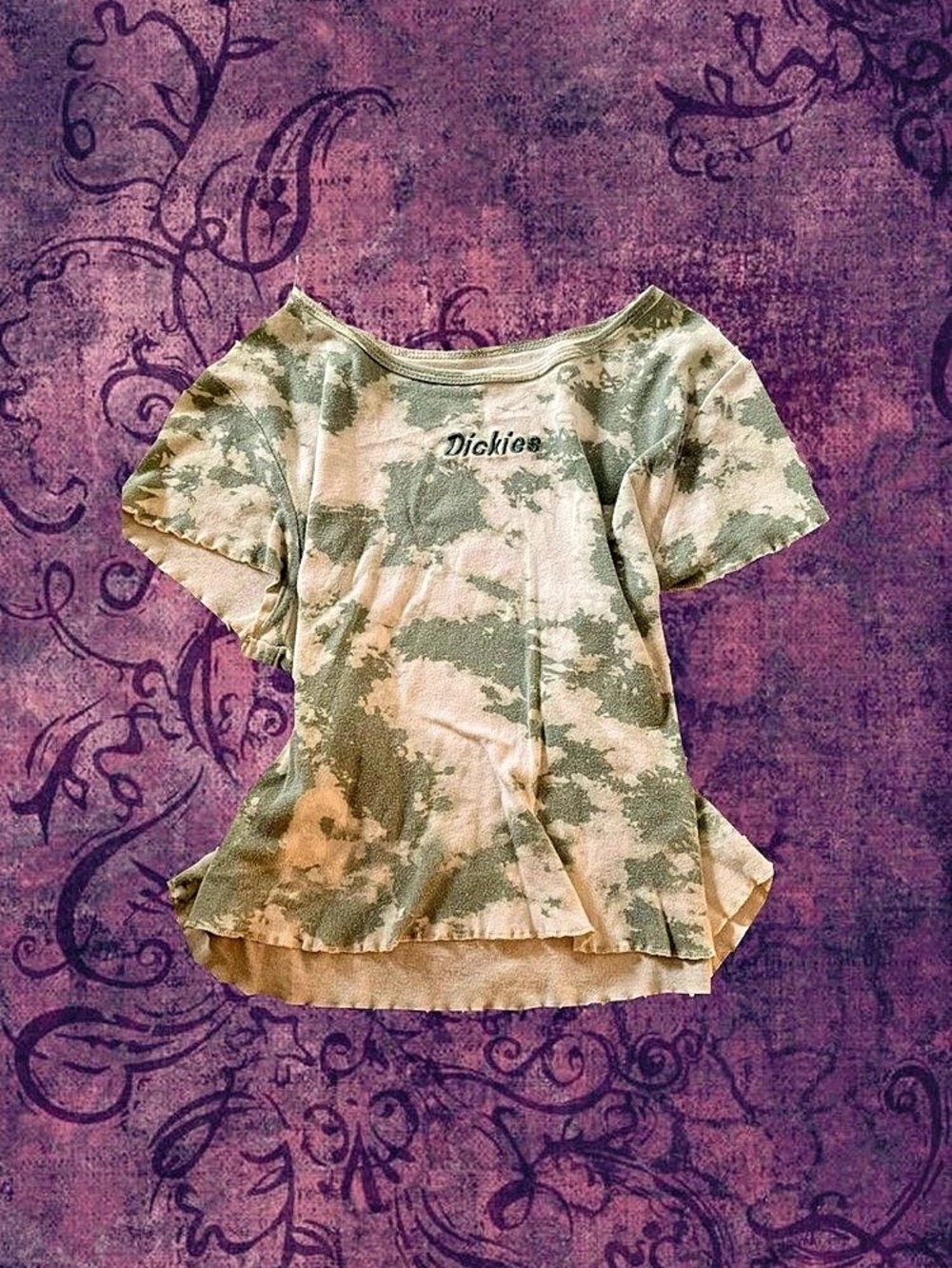 Dickies Tie-Dye Short Sleeve Crop Tee Green & white